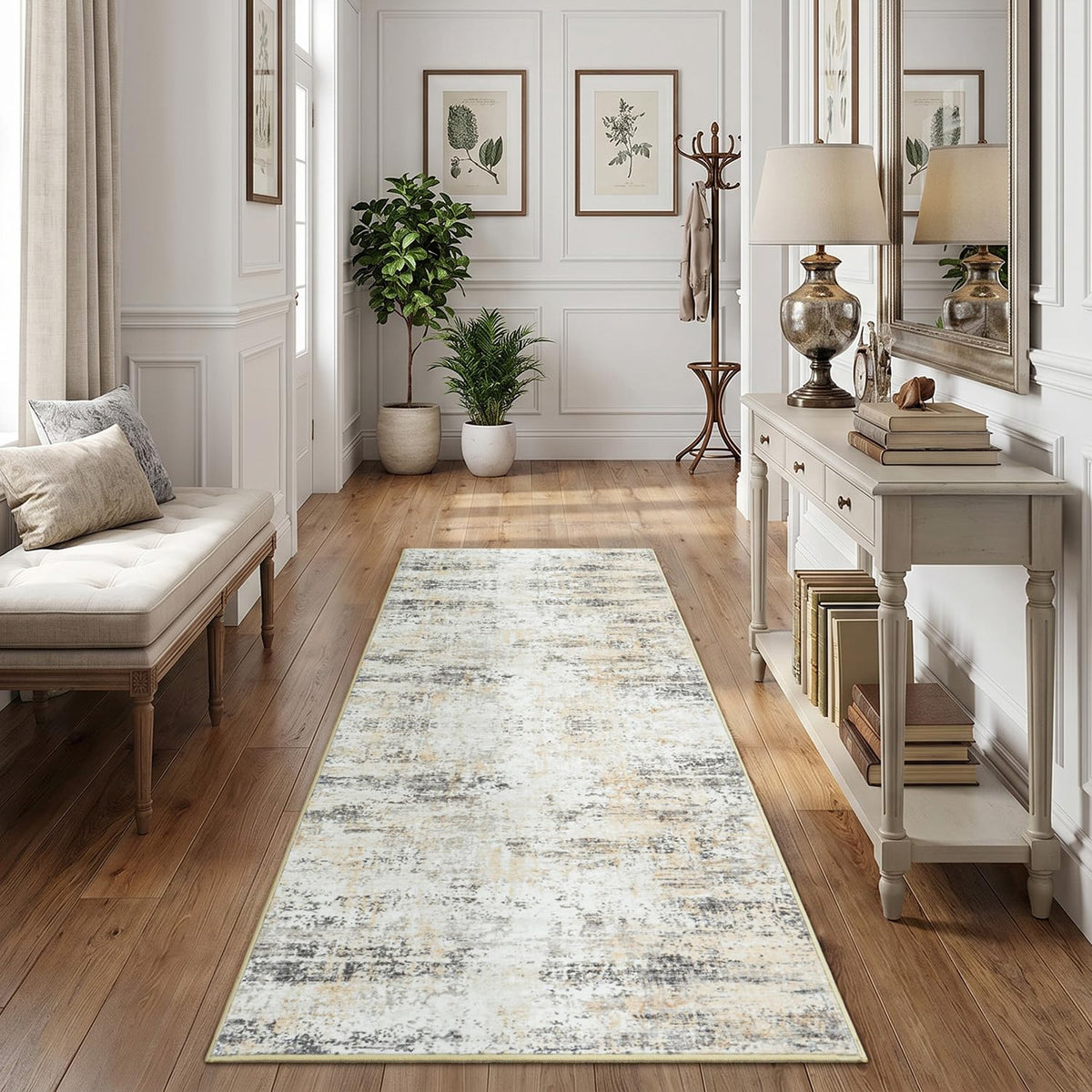9x12 Area Rugs for Living Room, Large Washable Rug, Brown/Grey