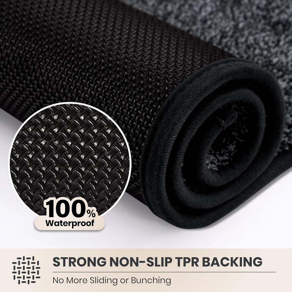 PURRUGS Dirt Trapping Indoor Door Mat, 20" x 31.5", Bluish Grey-Black