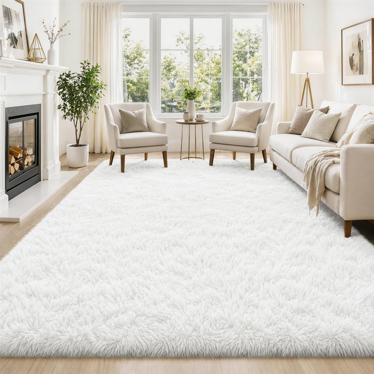 Tosuoka 4x6 Area Rugs for Bedroom, Soft Fluffy Shag Thick Black Rug
