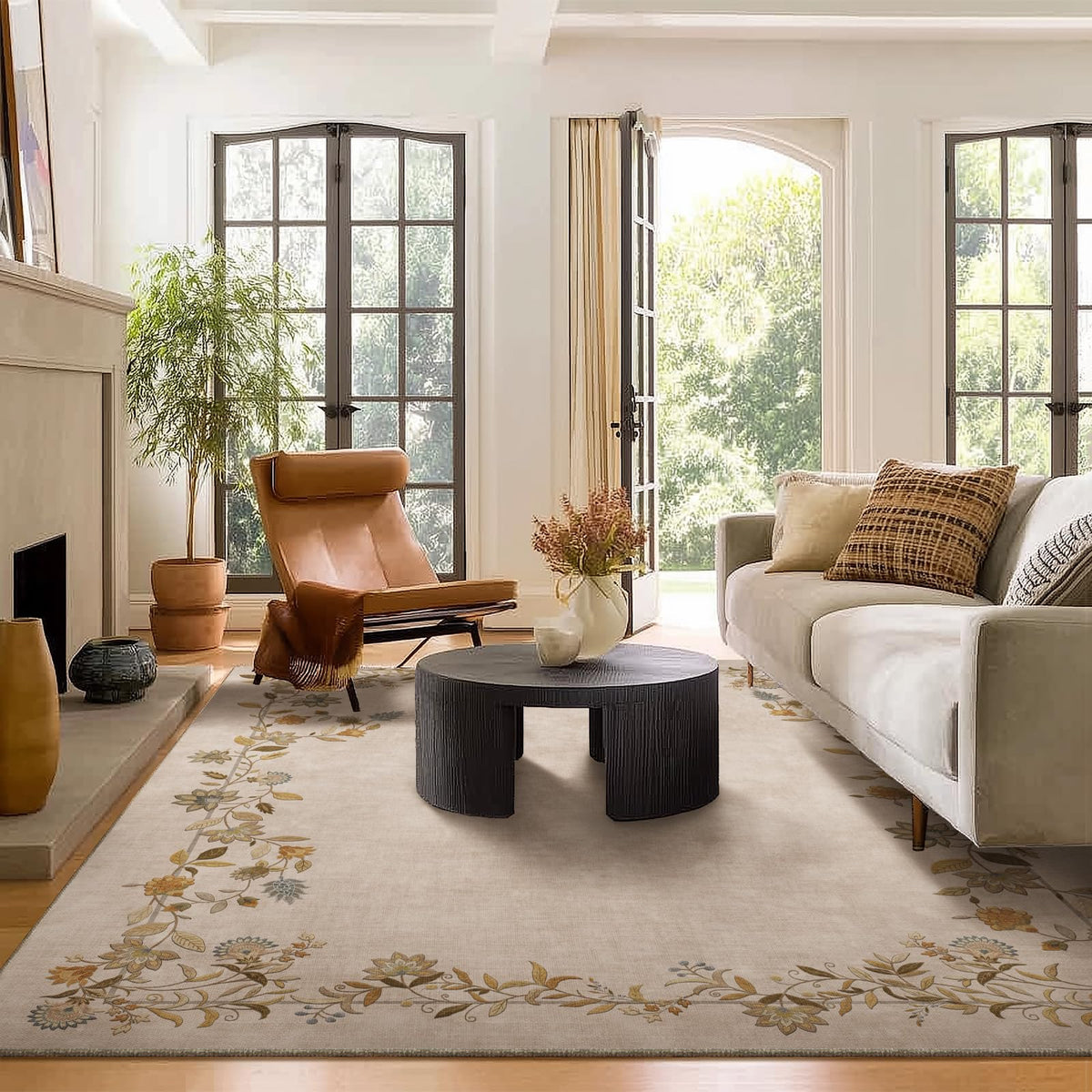 5x7 Area Rug for Living Room: Washable Bedroom Rug Non Slip Low Pile Carpet