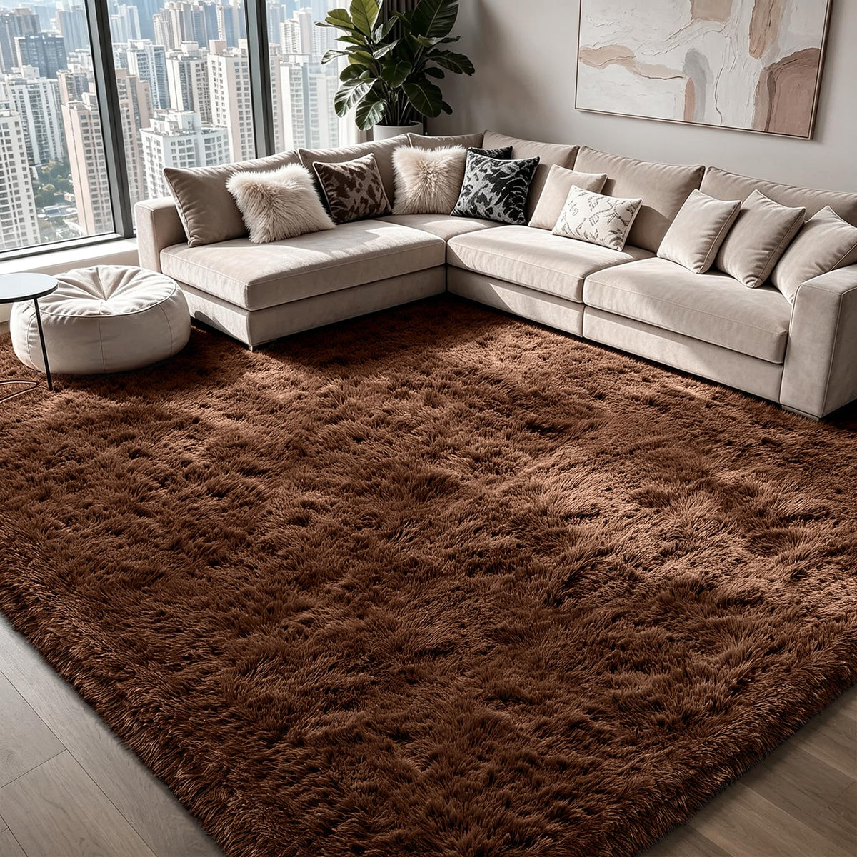 Shag Area Rugs for Bedroom Living Room,4X6 Ultra Soft Fluffy Area Rugs for Dorm,Indoor Carpet Plush Rugs for Home Decor,Tie-Dye Grey