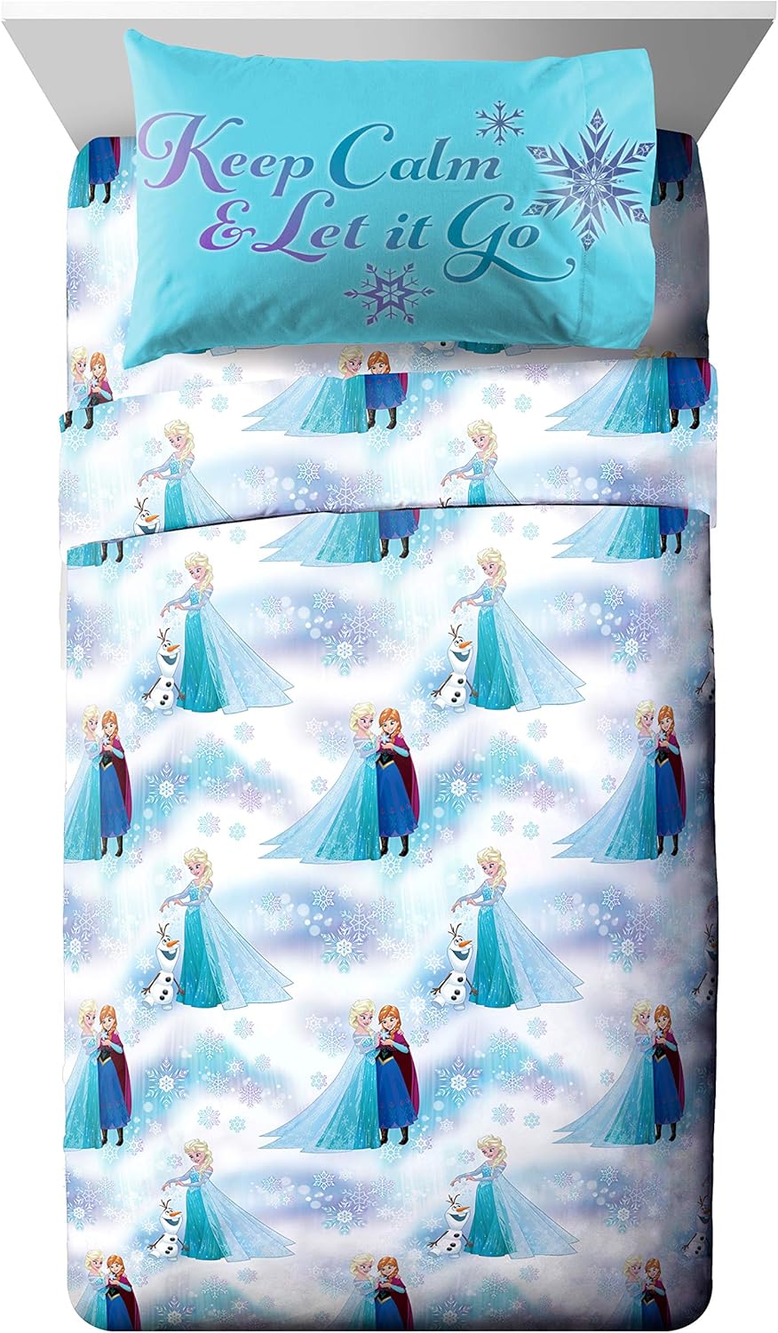 Disney Frozen Kids Full Comforter Set 7 Piece Bed in a Bag, Purple