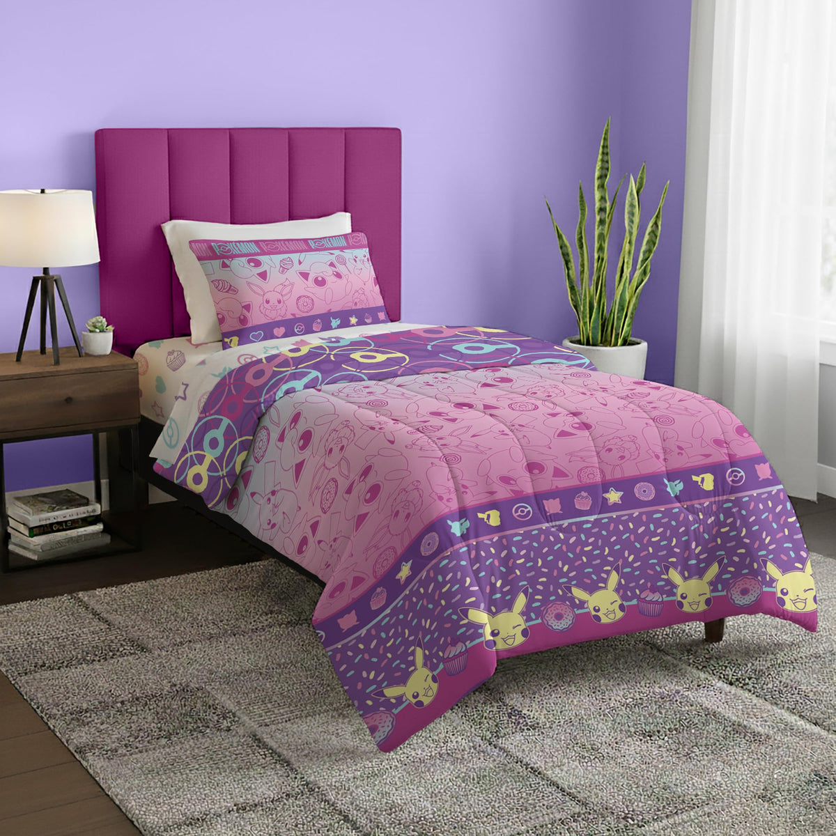 Northwest Pokemon First Starters Full Size Bed in a Bag Set, Pikachu Charmander Squirtle Bulbasaur, Kids Boys Girls Bedding Comforter Sheets