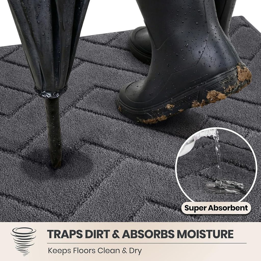 PURRUGS Dirt Trapping Door Mat Indoor Entrance, 20" x 31.5", Grey