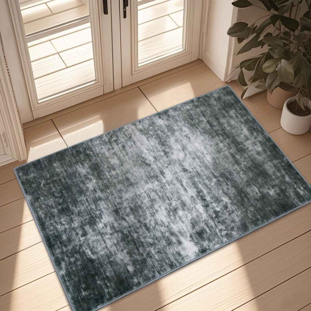WILLSUN Washable Area Rugs, 5x7 Non-Slip Boho Large Area Rugs for Living Room, Bedroom, Machine Washable Vintage Rug, Indoor Floral Print Carpet for Home Decor, Kid & Pet Friendly Mat