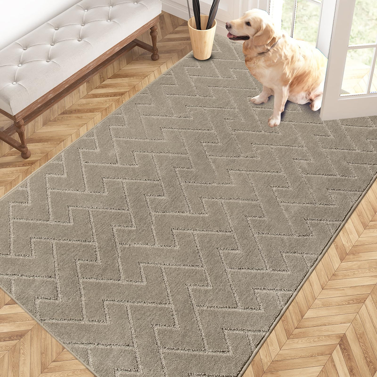 PURRUGS Dirt Trapping Door Mat Indoor Entrance, 20" x 31.5", Grey