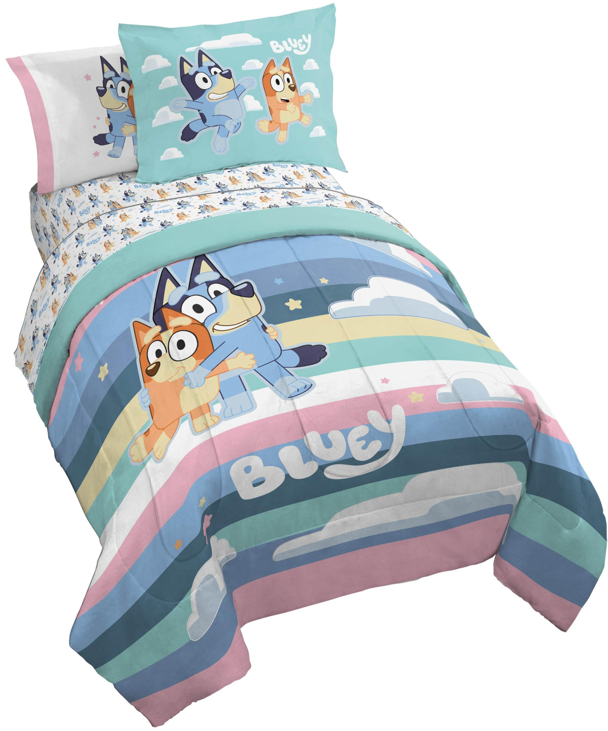 Jay Franco Kids Comforter Set Includes Sheets and Pillow Cover - Soft and Cozy Bed Set for Stylish Room Decor, Blue - Toy Story, 7 Piece Full