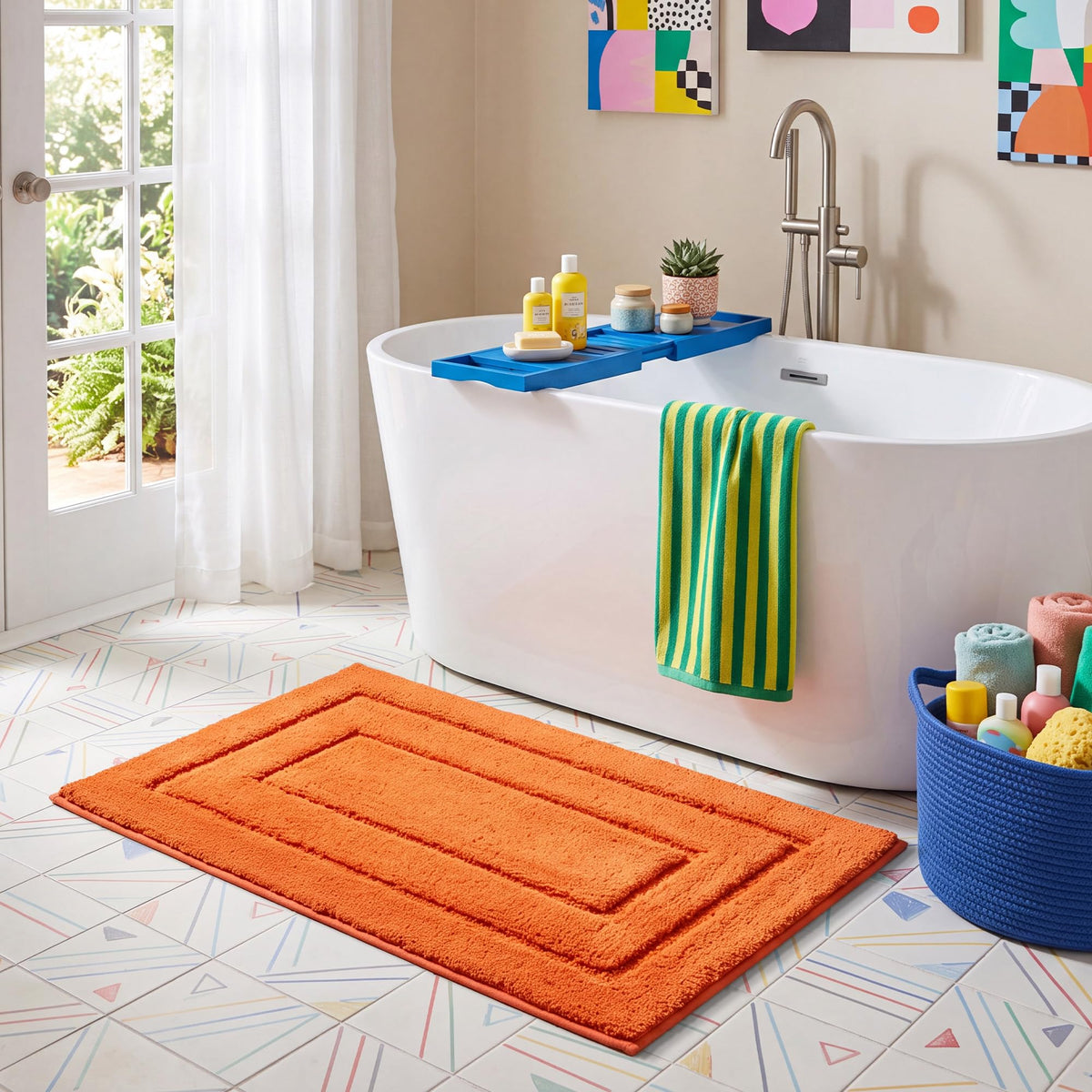 GRANNY SAYS Gray Bathroom Rug 16" x 24", Non-Slip Microfiber Bath Mat
