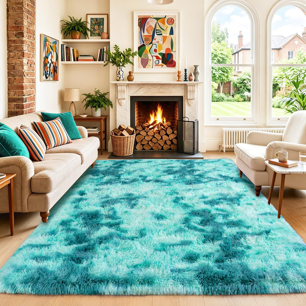 Black Rug for Bedroom, Soft Shaggy Modern Shag 4x6 Area Rugs for Living Room, Upgrade Non-Slip Plush Fluffy Carpet for Kids Boys Girls Room Dorm Home Decor Aesthetic