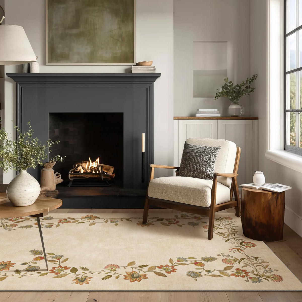 5x7 Area Rug for Living Room: Washable Bedroom Rug Non Slip Low Pile Carpet