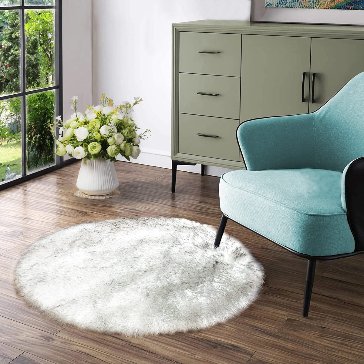 Latepis White Faux Fur Sheepskin Rug 4x6 for Living Room, Fuzzy Rugs Fluffy Washable Rug for Bedroom, Playroom, Luxury Room Decor, Rectangle