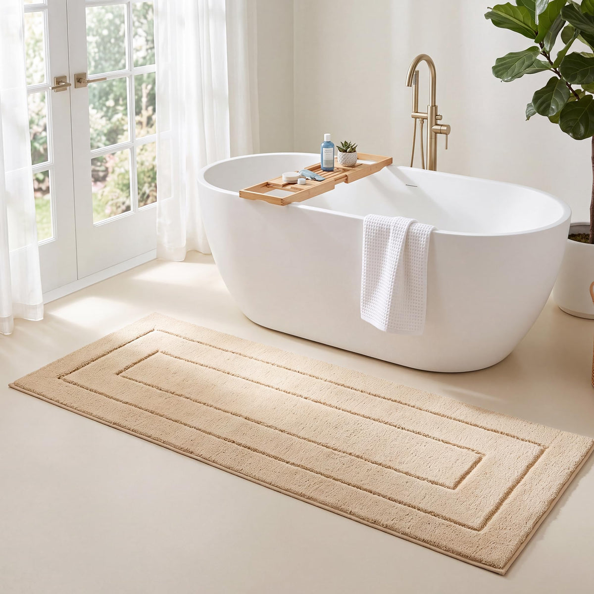 GRANNY SAYS Gray Bathroom Rug 16" x 24", Non-Slip Microfiber Bath Mat