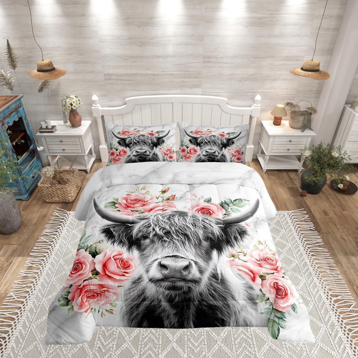 Erosebridal Girls Unicorn Comforter Set Twin Girls Bedding Set Cute Rainbow Unicorn Print Down Comforter Kids Cartoon Kawaii Duvet Insert Galaxy Stars Fantasy Room Decor Children Reversible Purple