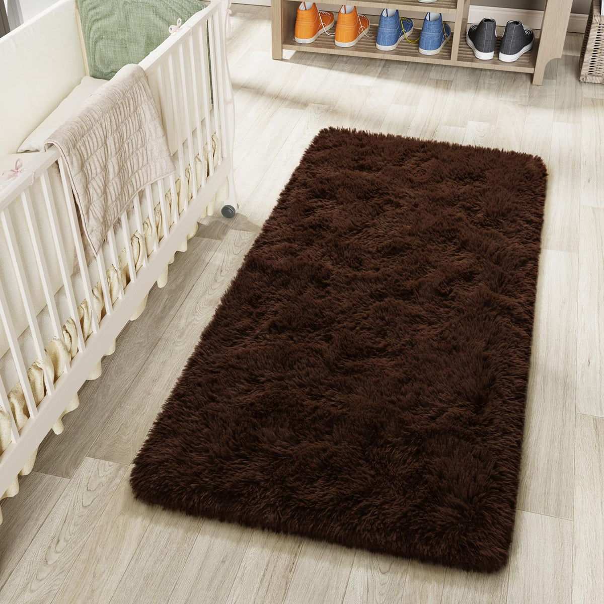 LOCHAS 4x6 Area Rugs Fluffy Living Room Carpets for Kids Bedroom, White