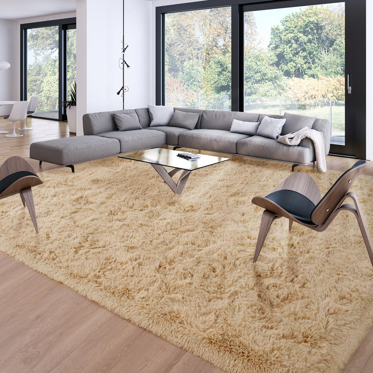 Merelax Soft Area Rug for Livingroom Bedroom, Machine Washable 4x6 Black Rugs Fluffy Shaggy Bedside Rug, Non Slip Indoor Carpet for Nursery Kids Room Home Decor Aesthetic
