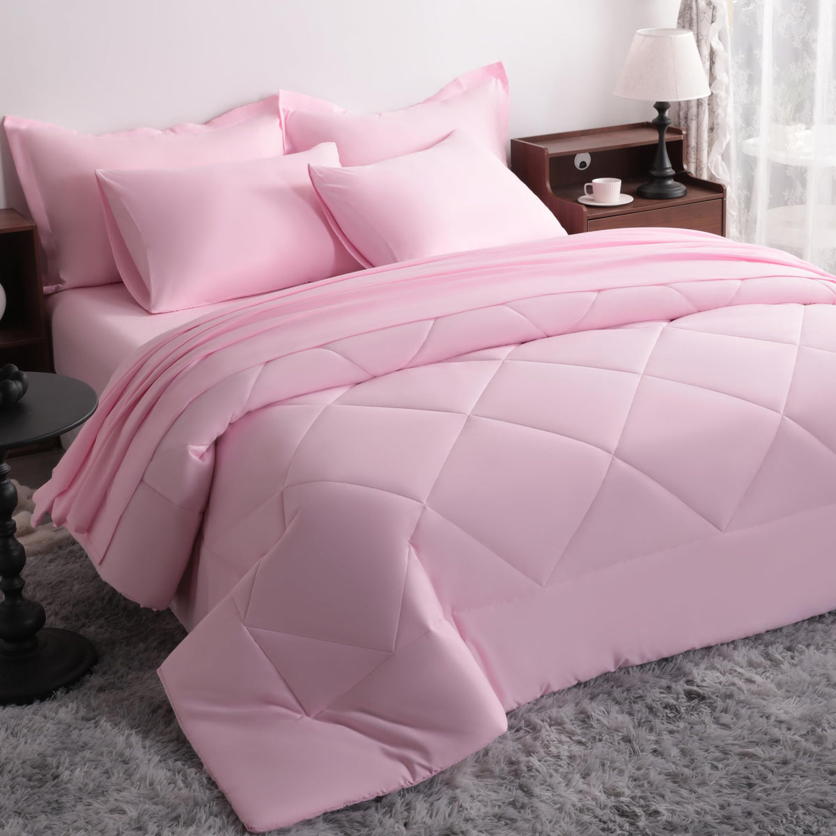 NTBAY Toddler Microfiber Bedding Set, 4 Piece, Pink