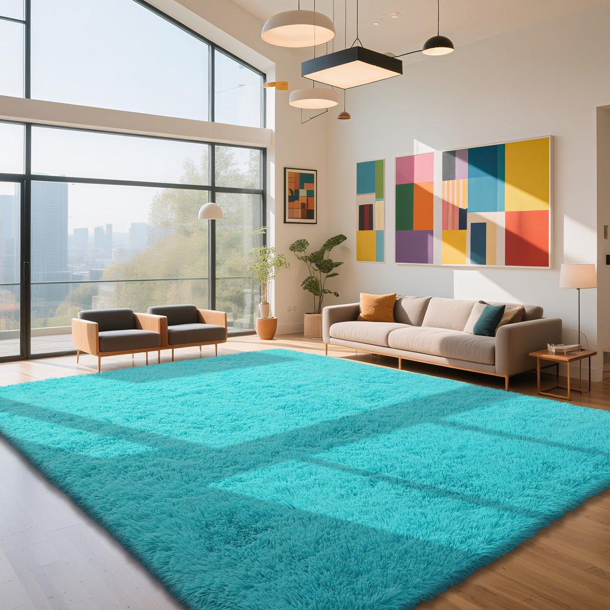 4x6 Beige Rug for Bedroom, Fluffy Shag Area Rug Small Rug Bedroom Carpet