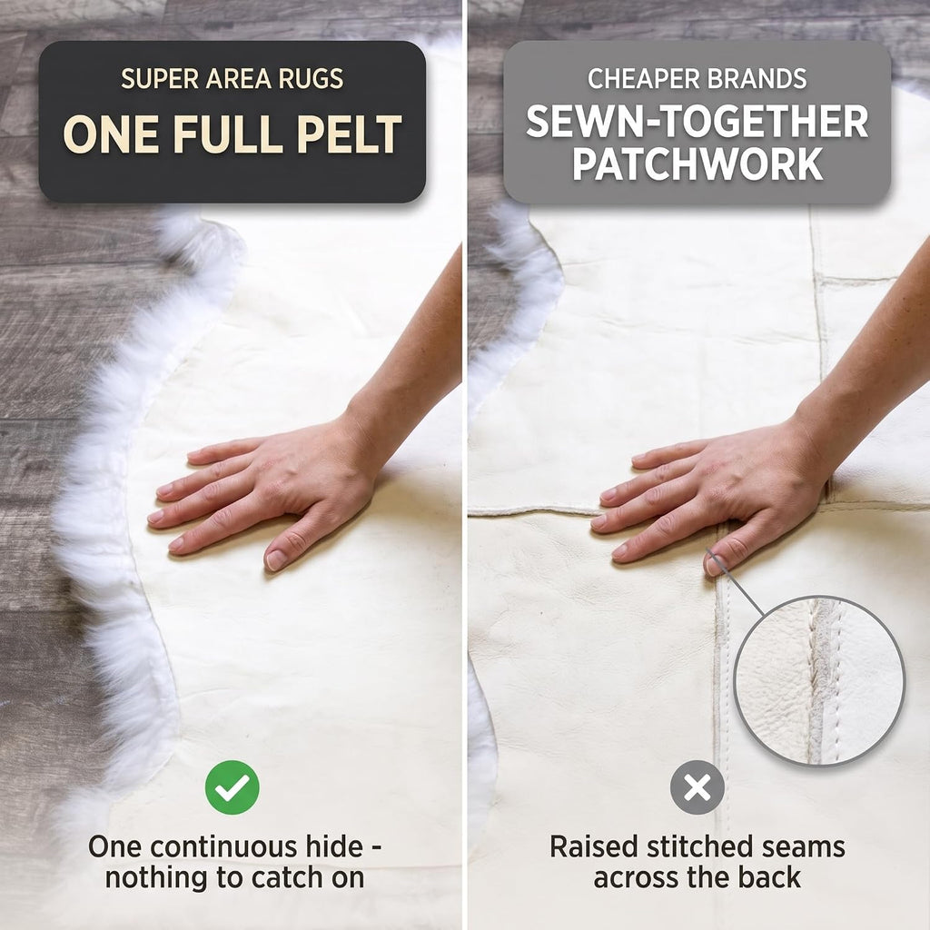 Genuine Sheepskin Rug & Chair Cover Ivory 2X3 Real Fur Throw for Bedroom