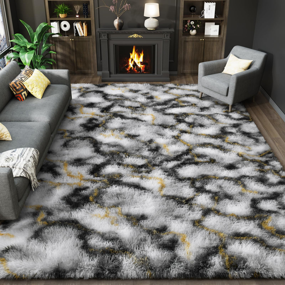 LOCHAS 4x6 Area Rugs Fluffy Living Room Carpets for Kids Bedroom, White