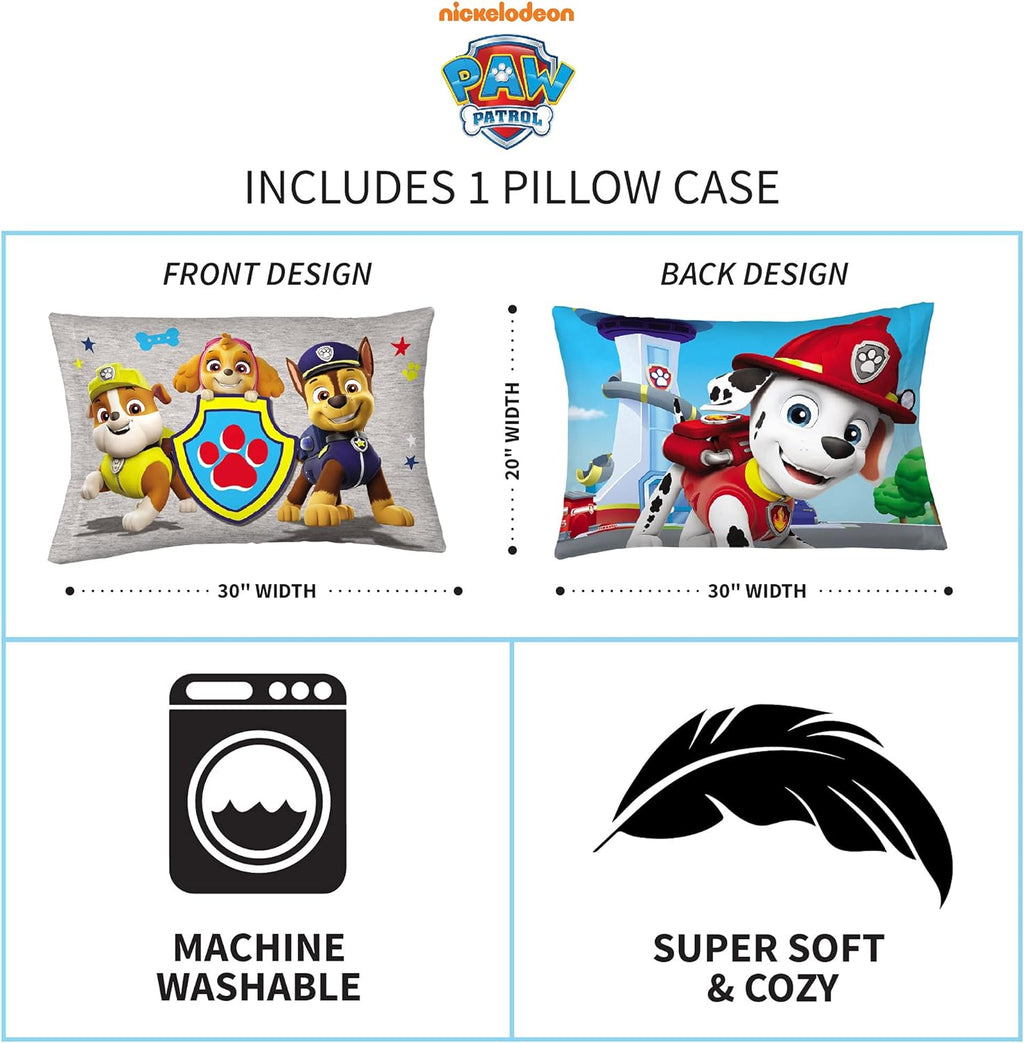 Franco Kids Bedding Super Soft Microfiber Reversible Pillowcase, 20 in x 30 in, Paw Patrol (Prints may vary)