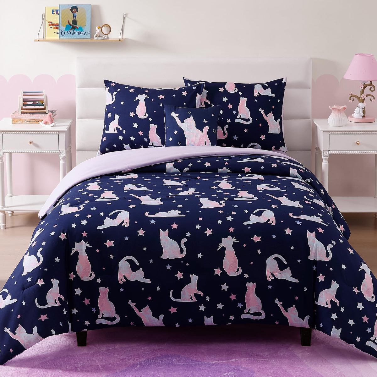 Twin Comforter Set for Girls-3 Pieces Mermaid Glow in the Dark Bedding Sets