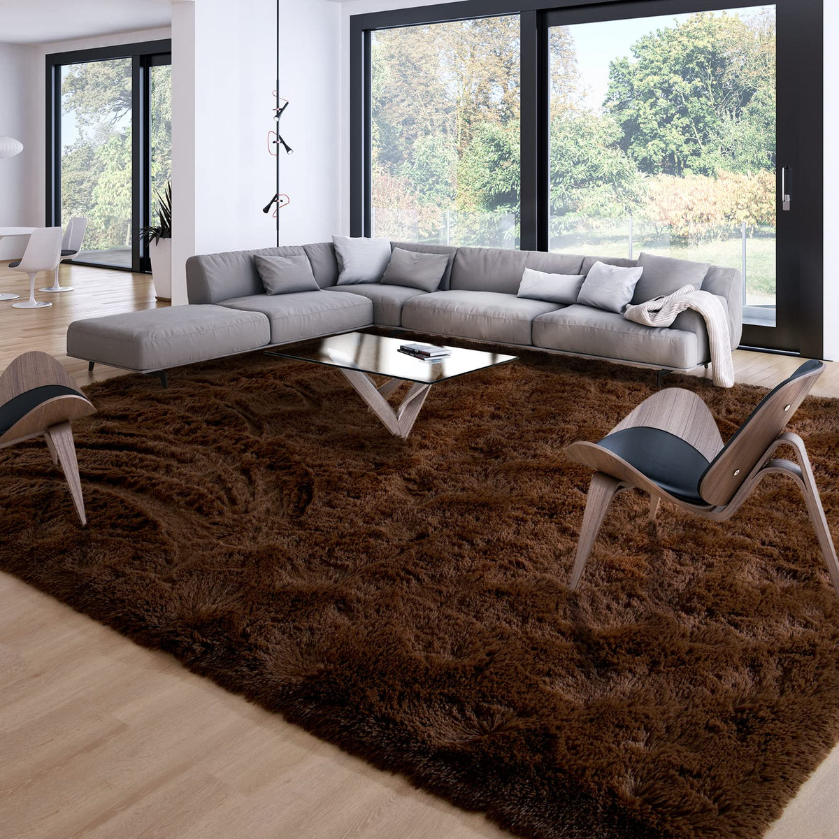 Merelax Soft Area Rug for Livingroom Bedroom, Machine Washable 4x6 Black Rugs Fluffy Shaggy Bedside Rug, Non Slip Indoor Carpet for Nursery Kids Room Home Decor Aesthetic