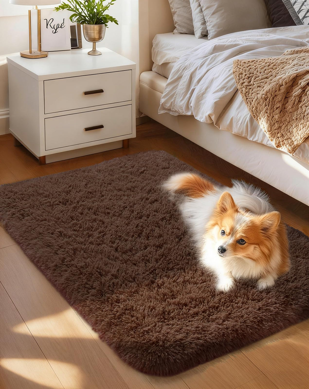 Ophanie Round Rugs 5Ft Ivory Circle Area Rug,Baby Nursery Living Room Bedroom Decor Circular Carpet 5 Foot,Fluffy Fuzzy Shag Plush Cream for Kids Boys Girls Teen with Over 99 pcs Pile fibers