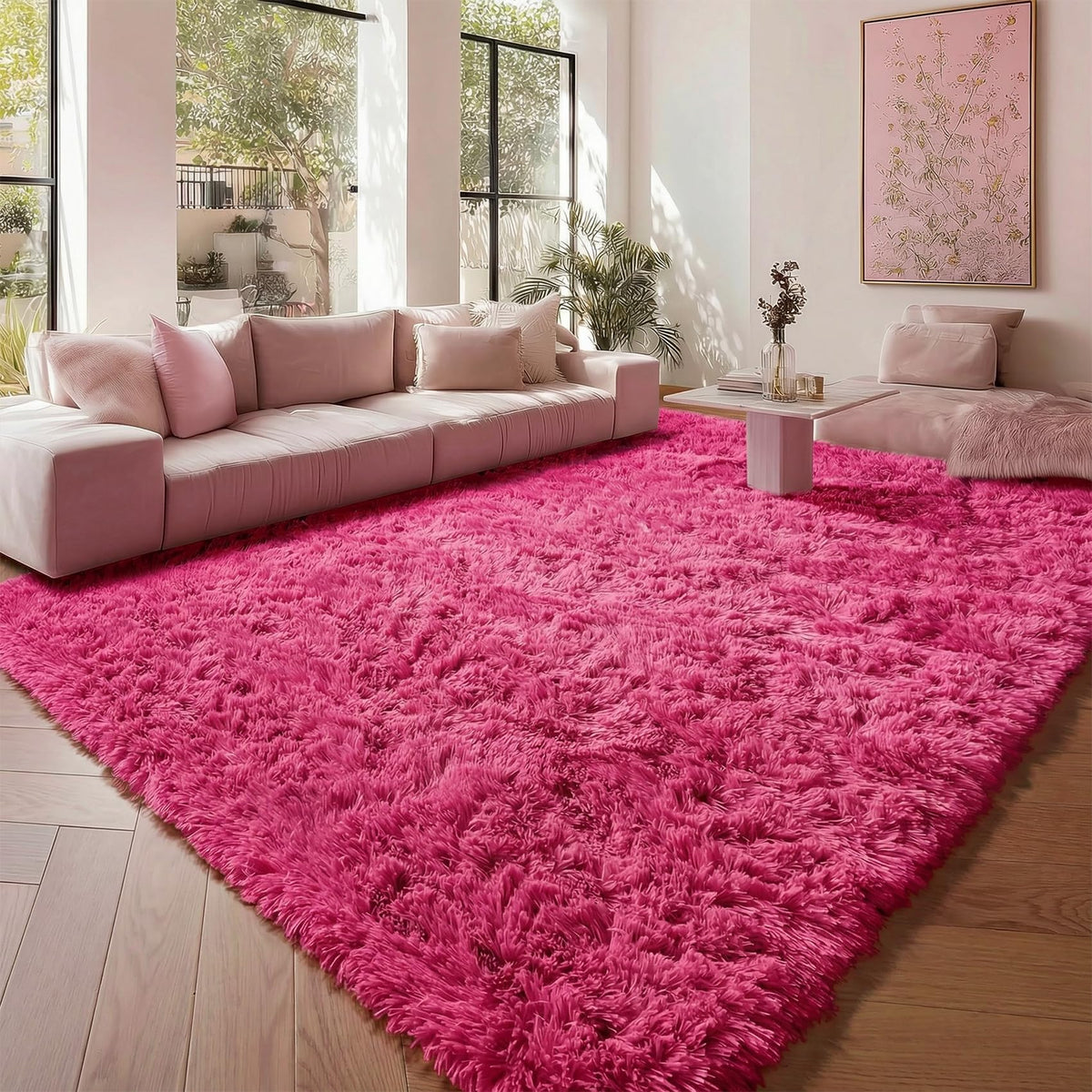 Area Rugs for Bedroom Living Room, 4x6 Fluffy Grey and Black Geometric Rug