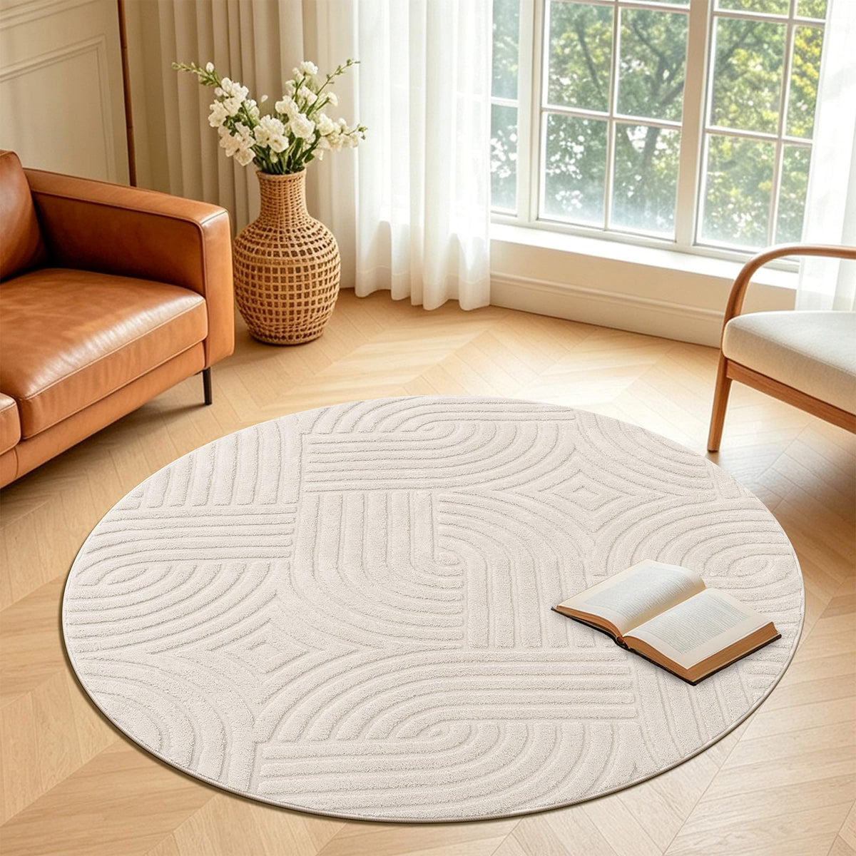 Pauwer 5x7 Area Rug for Living Room, Modern Bedroom Floor Carpet, Beige