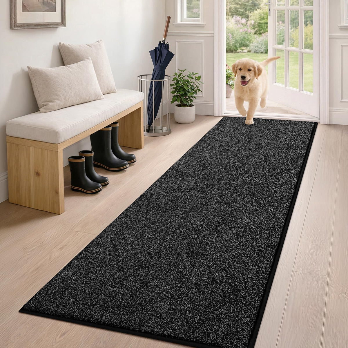 PURRUGS Dirt Trapping Indoor Door Mat, 20" x 31.5", Bluish Grey-Black