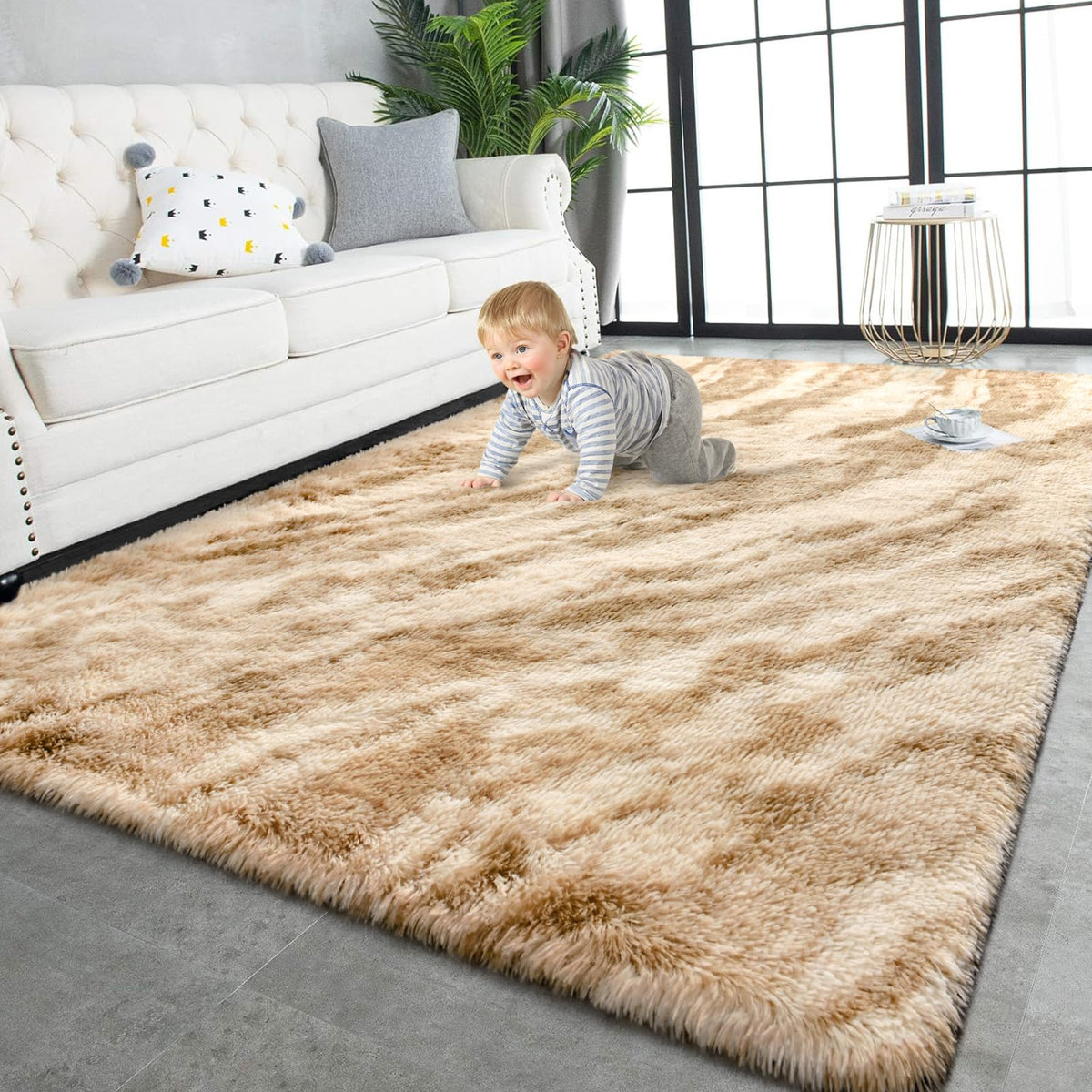 TWINNIS Super Soft Shaggy Rugs Fluffy Carpets, 4x5.9 Feet, Indoor Modern Plush Area Rugs for Living Room Bedroom Kids Room Nursery Home Decor, Upgrade Anti-Skid Rectangular Fuzzy Rug, Grey
