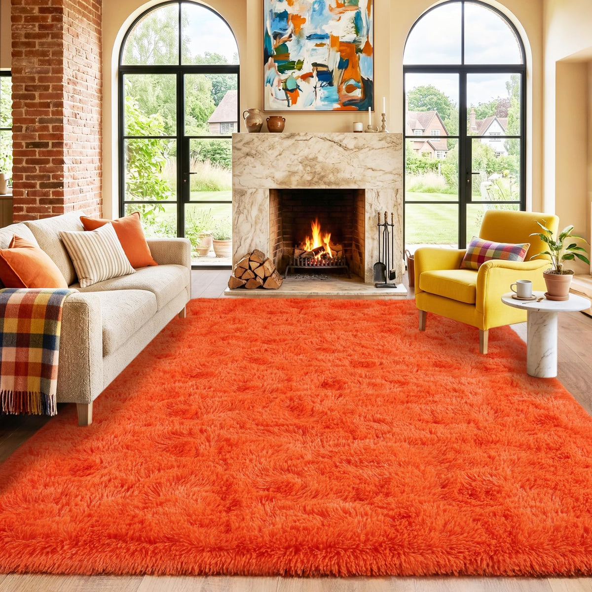 Black Rug for Bedroom, Soft Shaggy Modern Shag 4x6 Area Rugs for Living Room, Upgrade Non-Slip Plush Fluffy Carpet for Kids Boys Girls Room Dorm Home Decor Aesthetic