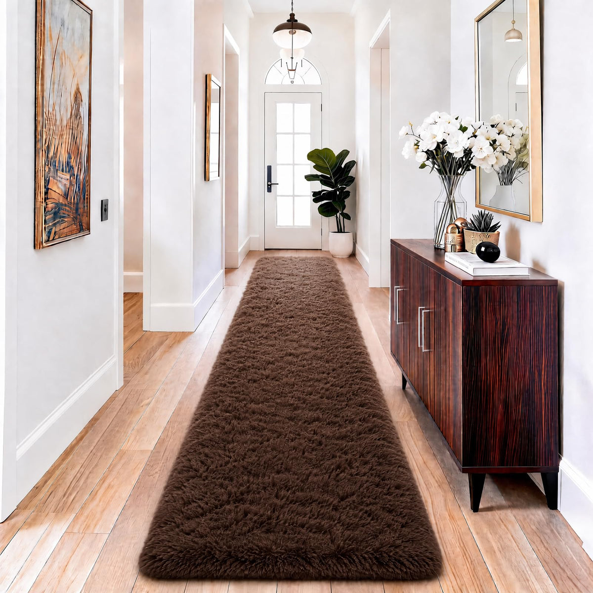 Ophanie Round Rugs 5Ft Ivory Circle Area Rug,Baby Nursery Living Room Bedroom Decor Circular Carpet 5 Foot,Fluffy Fuzzy Shag Plush Cream for Kids Boys Girls Teen with Over 99 pcs Pile fibers