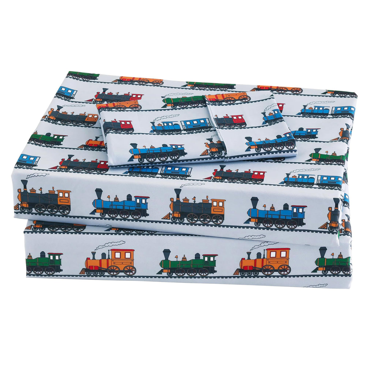 Viviland 3 Pieces Boys Blue Truck Twin Sheet Set - Soft Microfiber Fitted Flat Sheets & Pillowcase - Construction Truck Bedding Sets - for Kids & Toddlers