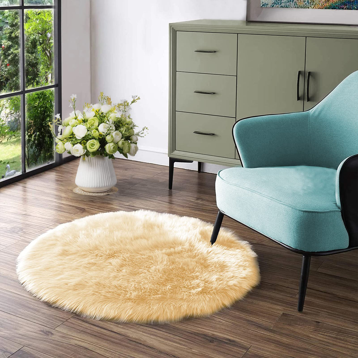 Latepis White Faux Fur Sheepskin Rug 4x6 for Living Room, Fuzzy Rugs Fluffy Washable Rug for Bedroom, Playroom, Luxury Room Decor, Rectangle