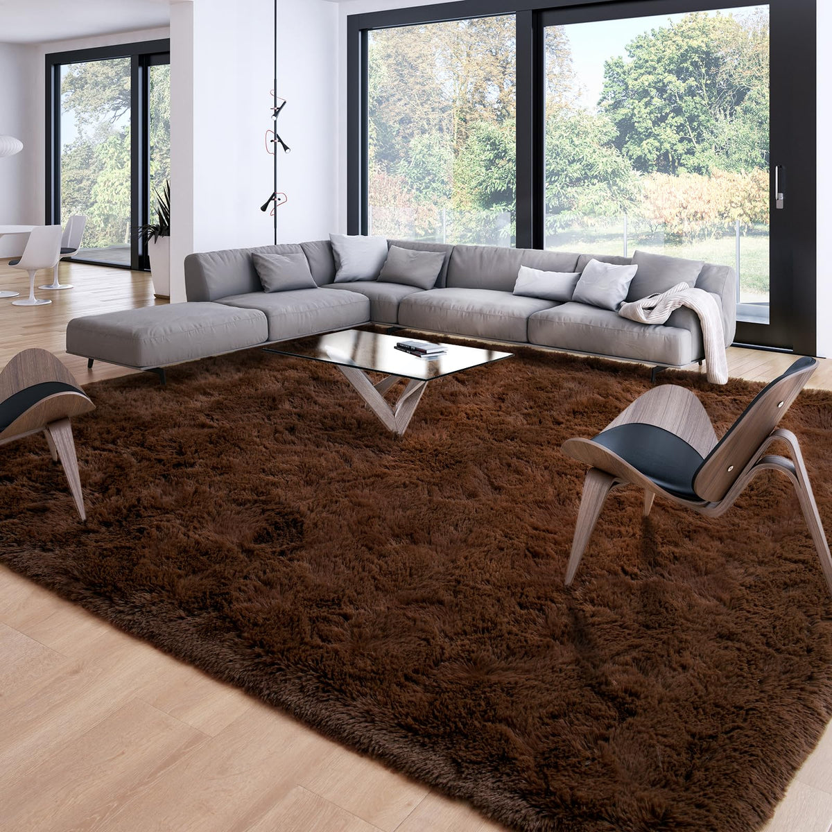 Merelax Soft Area Rug for Livingroom Bedroom, Machine Washable 4x6 Black Rugs Fluffy Shaggy Bedside Rug, Non Slip Indoor Carpet for Nursery Kids Room Home Decor Aesthetic