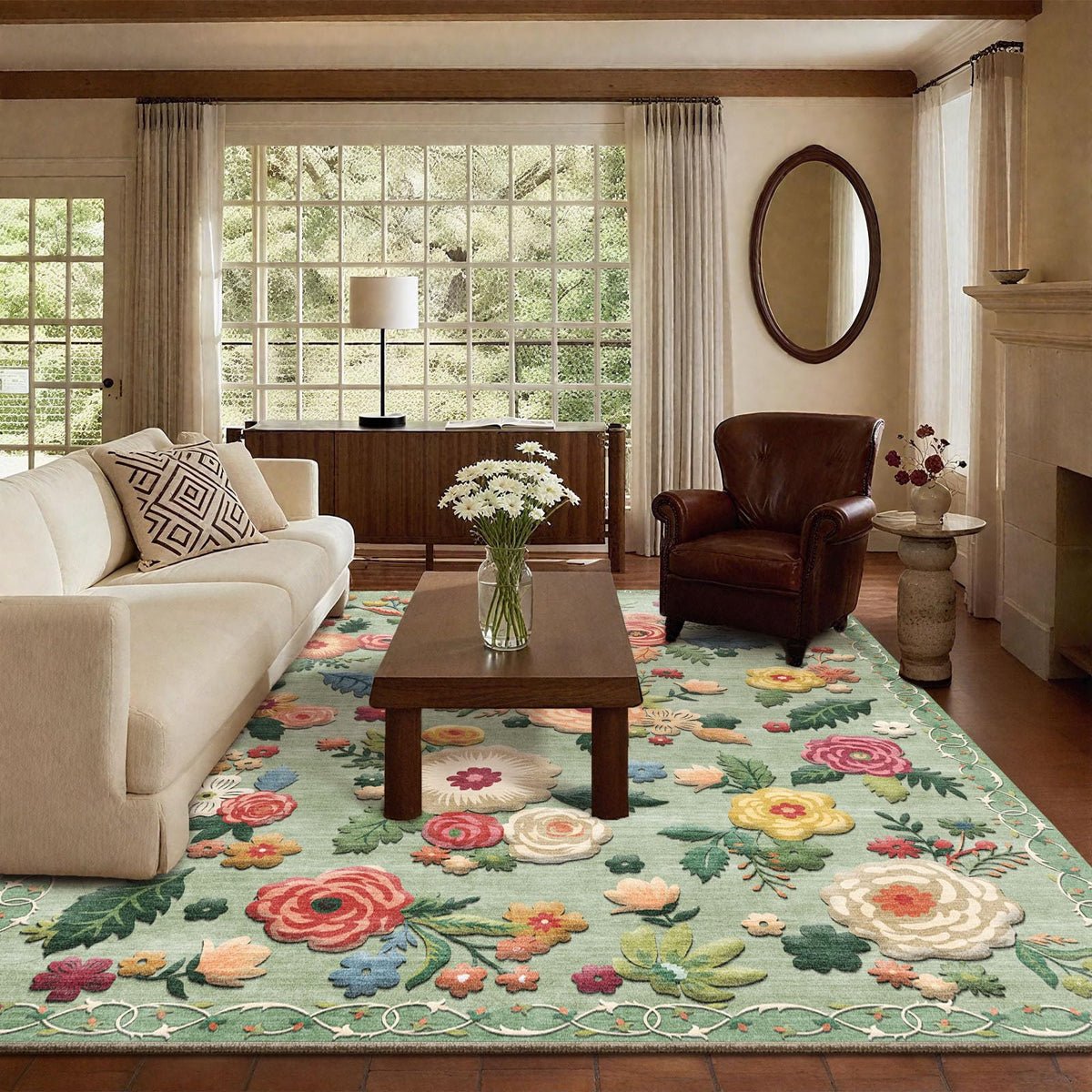 5x7 Area Rug for Living Room: Washable Bedroom Rug Non Slip Low Pile Carpet