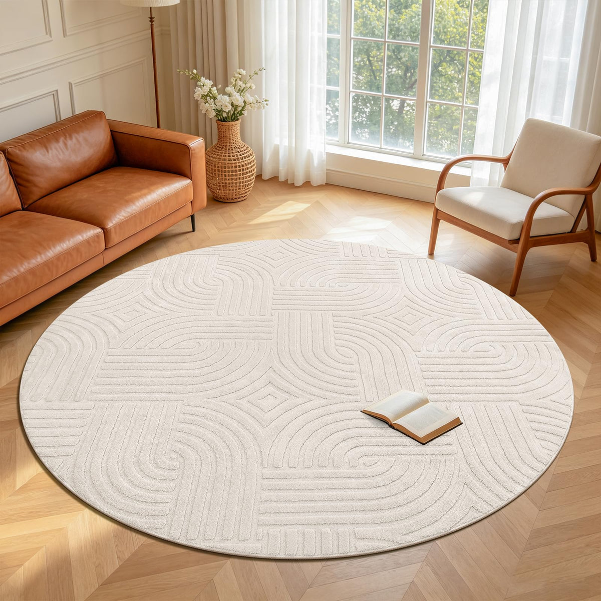 Pauwer 5x7 Area Rug for Living Room, Modern Bedroom Floor Carpet, Beige