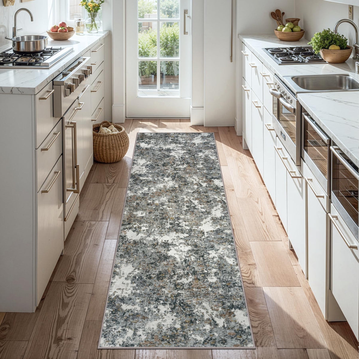 Tosuoka 5x7 Area Rugs for Living Room Abstract Washable Black Rug