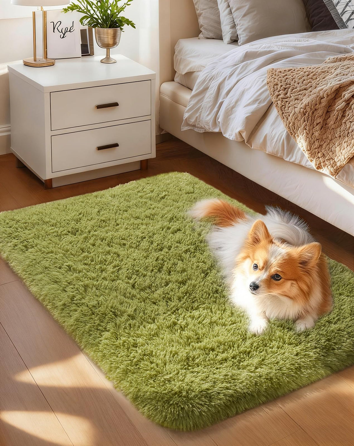 Ophanie Round Rugs 5Ft Ivory Circle Area Rug,Baby Nursery Living Room Bedroom Decor Circular Carpet 5 Foot,Fluffy Fuzzy Shag Plush Cream for Kids Boys Girls Teen with Over 99 pcs Pile fibers