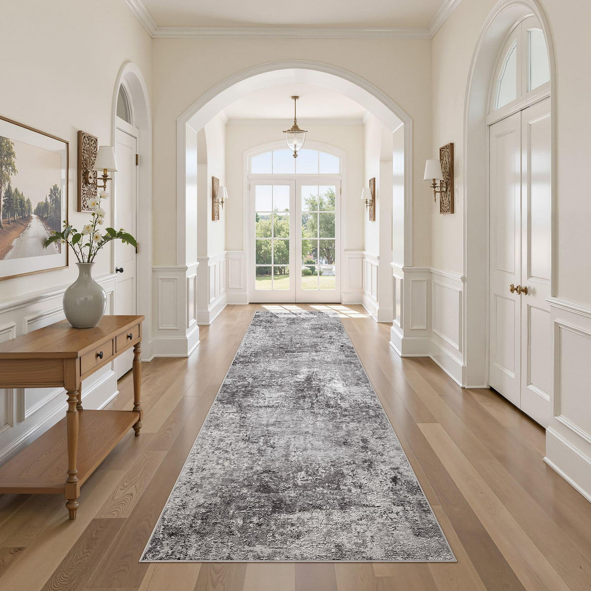 DMOYEST Area Rug Living Room Rugs 5x7 Washable Abstract Beige Blue Carpet