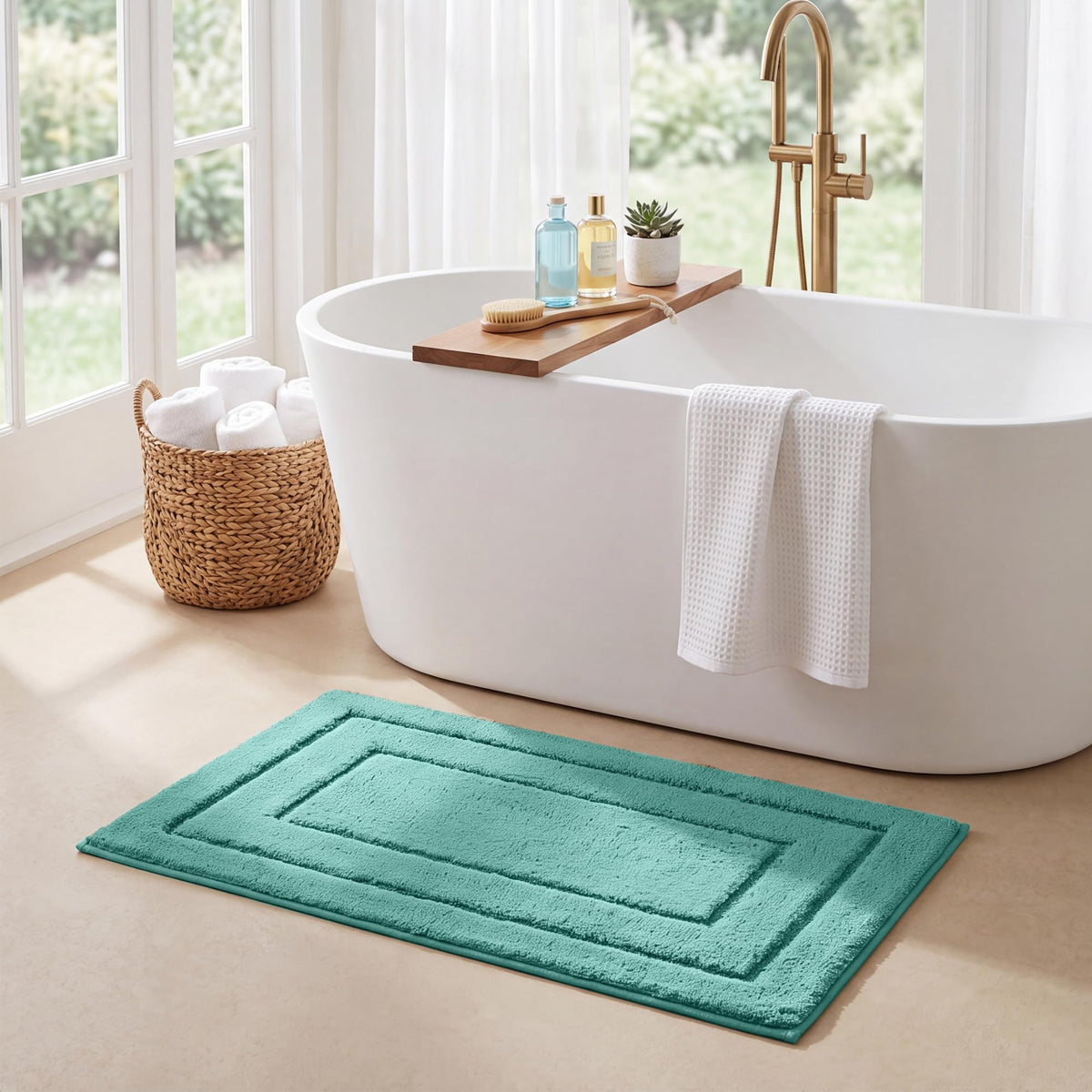 GRANNY SAYS Gray Bathroom Rug 16" x 24", Non-Slip Microfiber Bath Mat