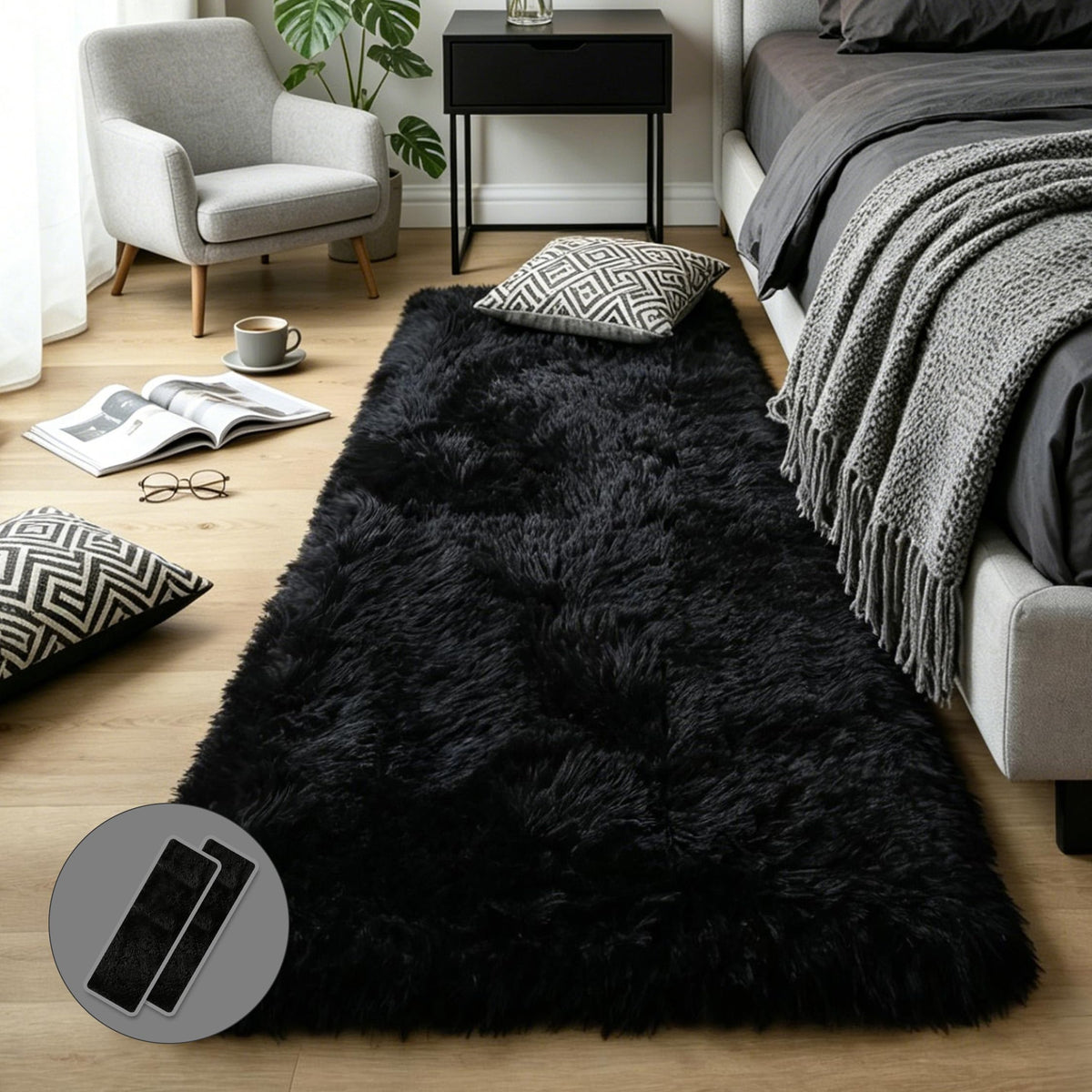 4x6 Light Grey Fluffy Shag Rug for Bedroom, Plush Washable Carpet