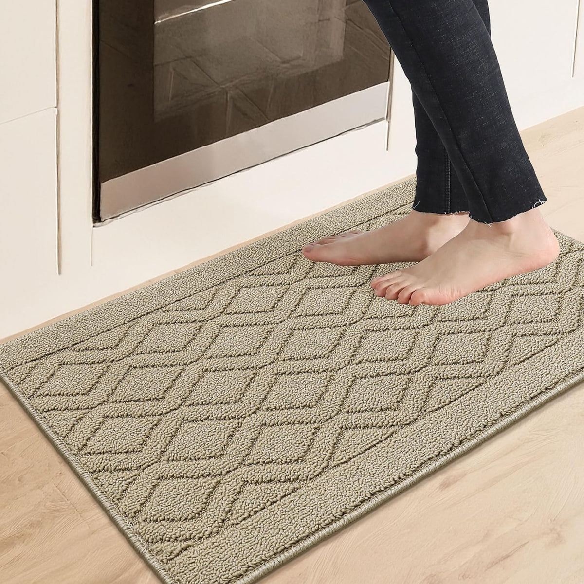 COSY HOMEER 48x20Inch/30X20Inch Kitchen Rug Mats,Grey