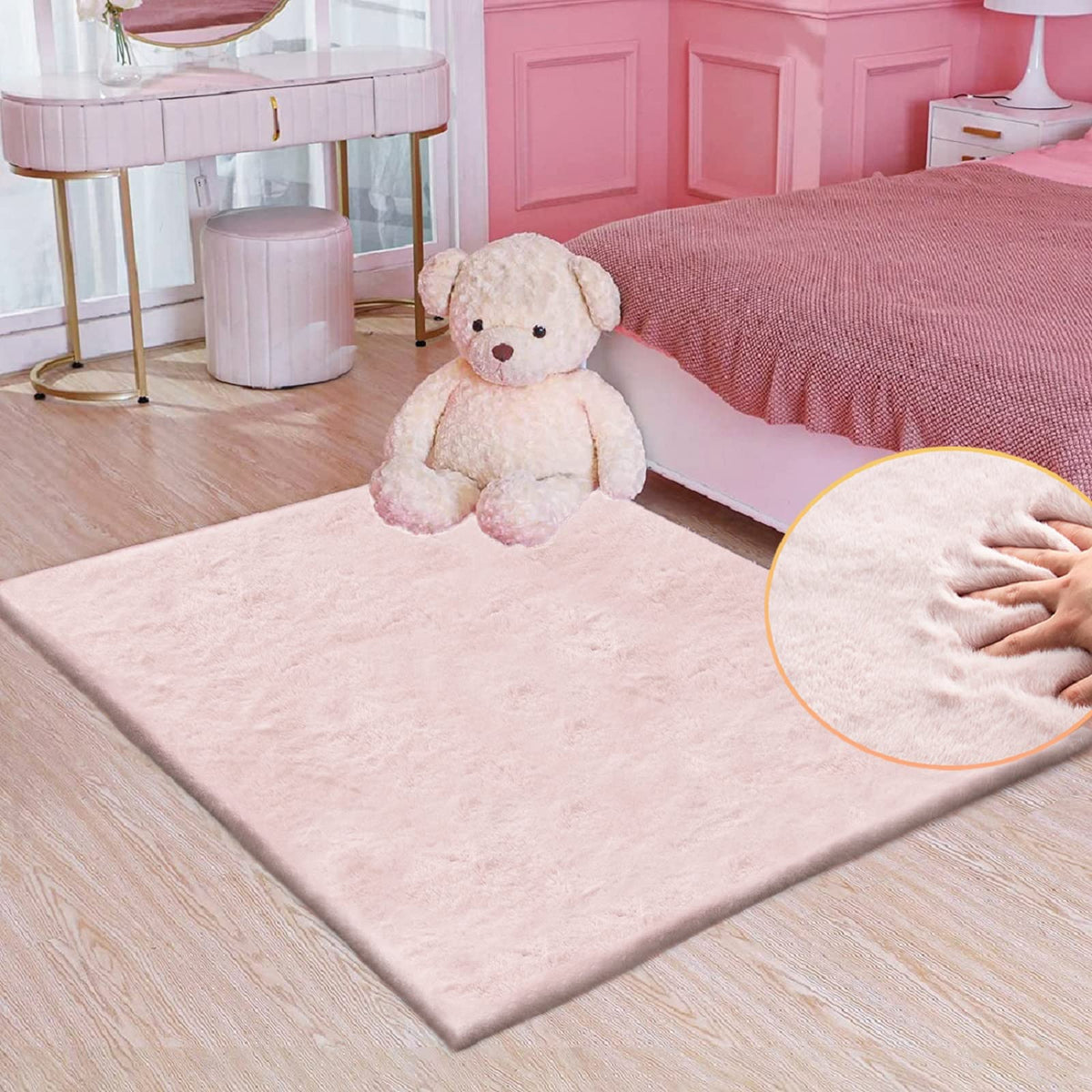 ORINOVA White Faux Bunny Fluffy Fur Rug Washable Area Rugs for Living Room Nursery Rugs for Bedroom 2x3 Rectange Rug Cute Home Décor