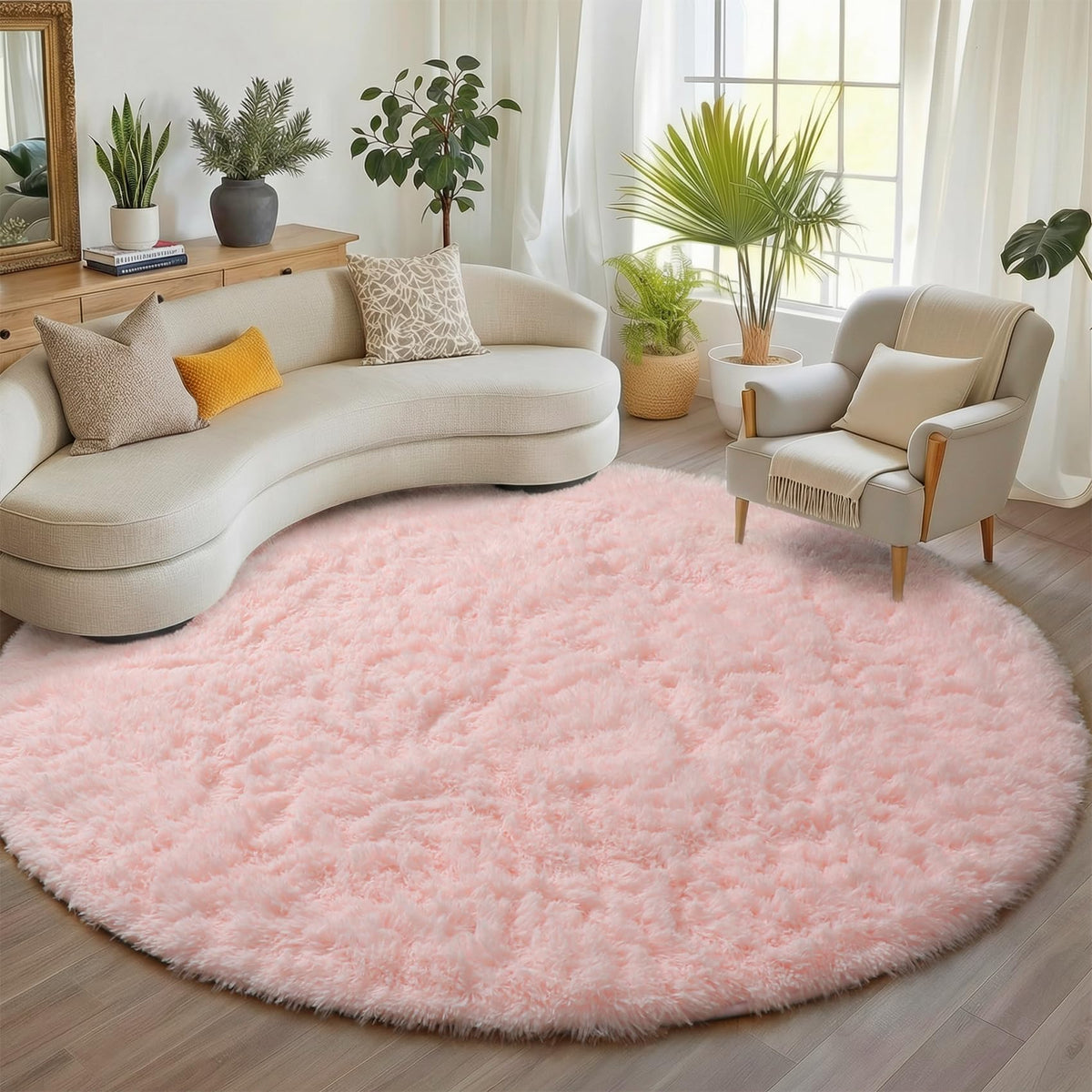 Area Rugs for Bedroom Living Room, 4x6 Fluffy Grey and Black Geometric Rug