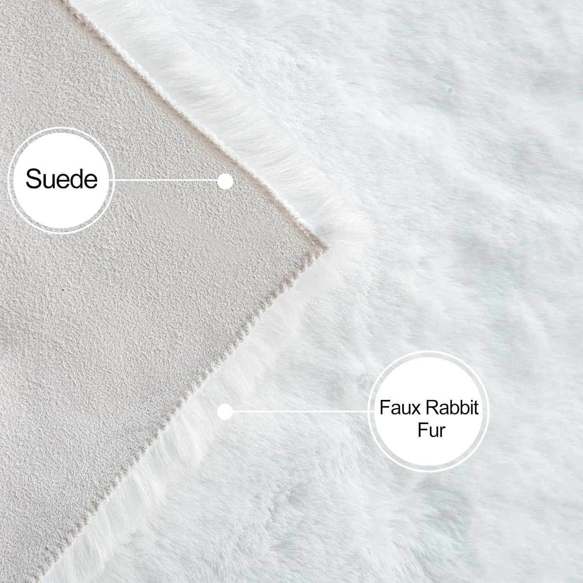 ORINOVA White Faux Bunny Fluffy Fur Rug Washable Area Rugs for Living Room Nursery Rugs for Bedroom 2x3 Rectange Rug Cute Home Décor