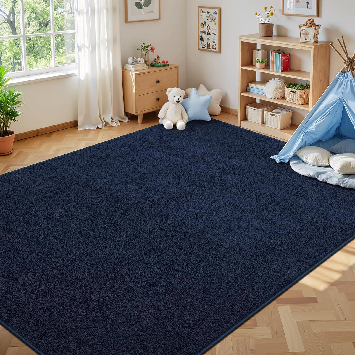 Deerhoo Area Rugs for Living Room Bedroom, 4 x 6 Ft, Navy Blue