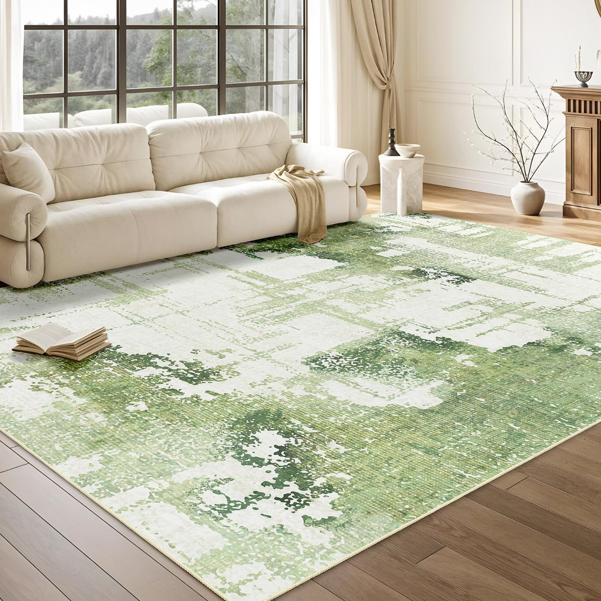 Beige Rug 3x5 Washable Area Rugs for Bedroom Living Room Kitchen Entryway Bedside,Small Modern Marble Abstract Non Slip Carpet