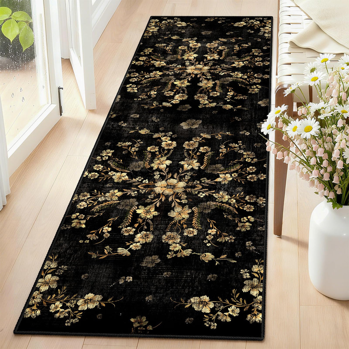 Beige Rug 3x5 Washable Area Rugs for Bedroom Living Room Kitchen Entryway Bedside,Small Modern Marble Abstract Non Slip Carpet